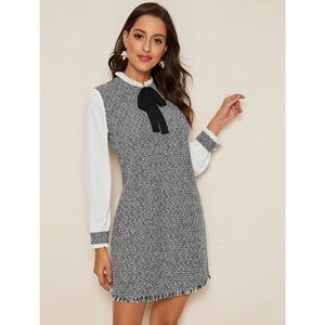 Shein Frayed Hem Tweed Dress 